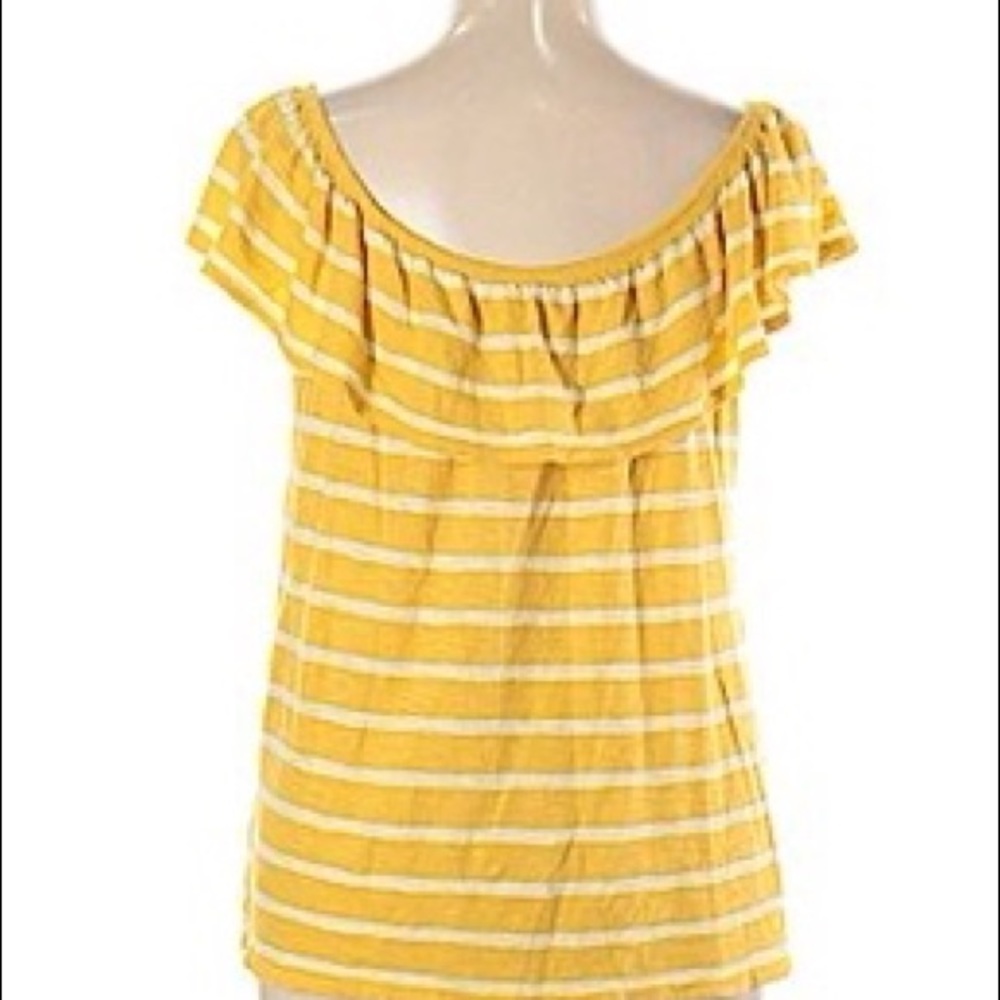 Old Navy Yellow Striped Off the Shoulder Top XXL